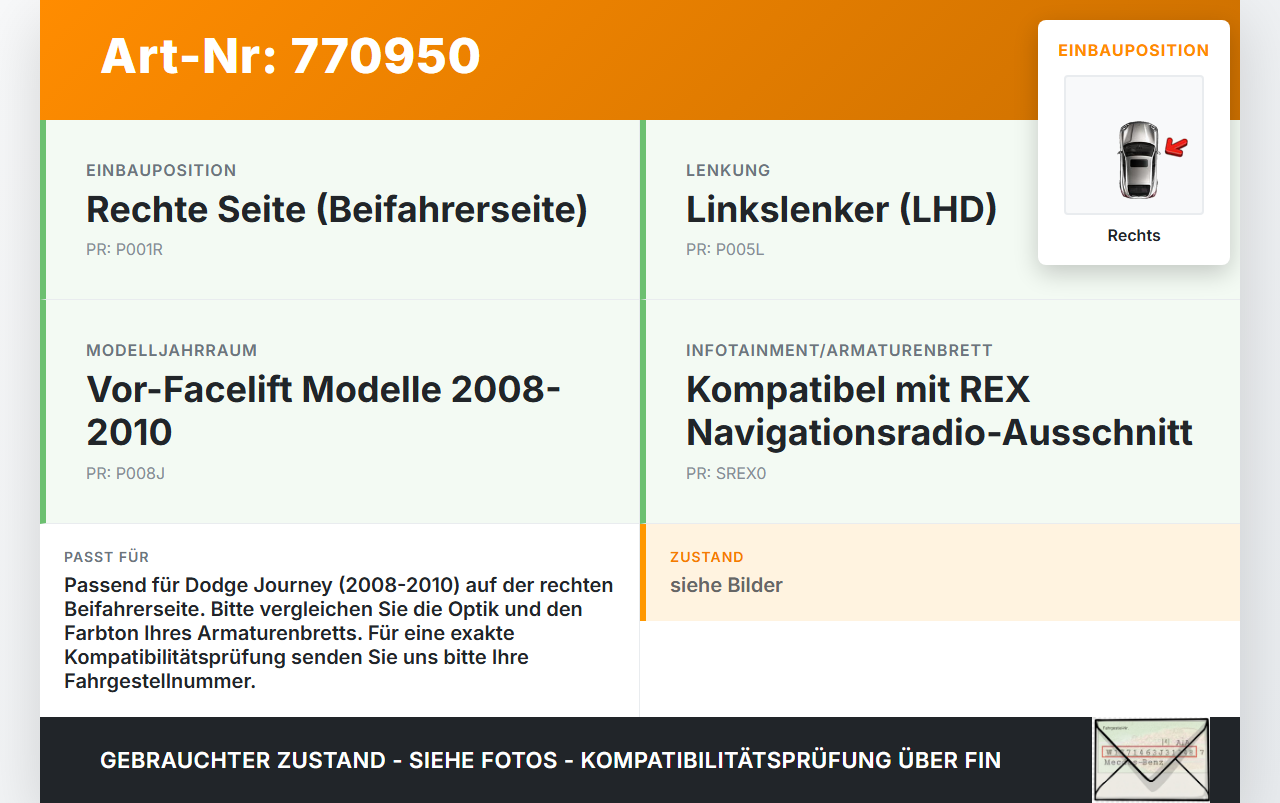 Dodge Journey 08-10 Luftdusche Luftdüse Rechts Dodge Journey 08-10 26.02.2009 gebraucht Vorschau 3