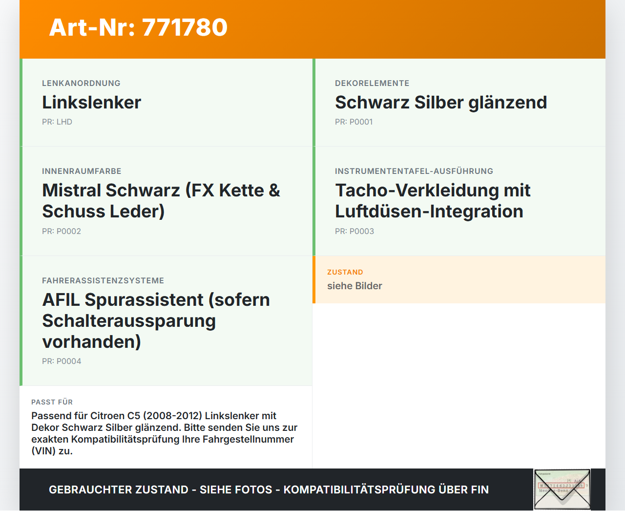Citroen C5 08-12 Verkleidung Tacho Luftdusche Mistral Schwarz Citroen C5 08-12 29.01.2008 gebraucht Vorschau 3