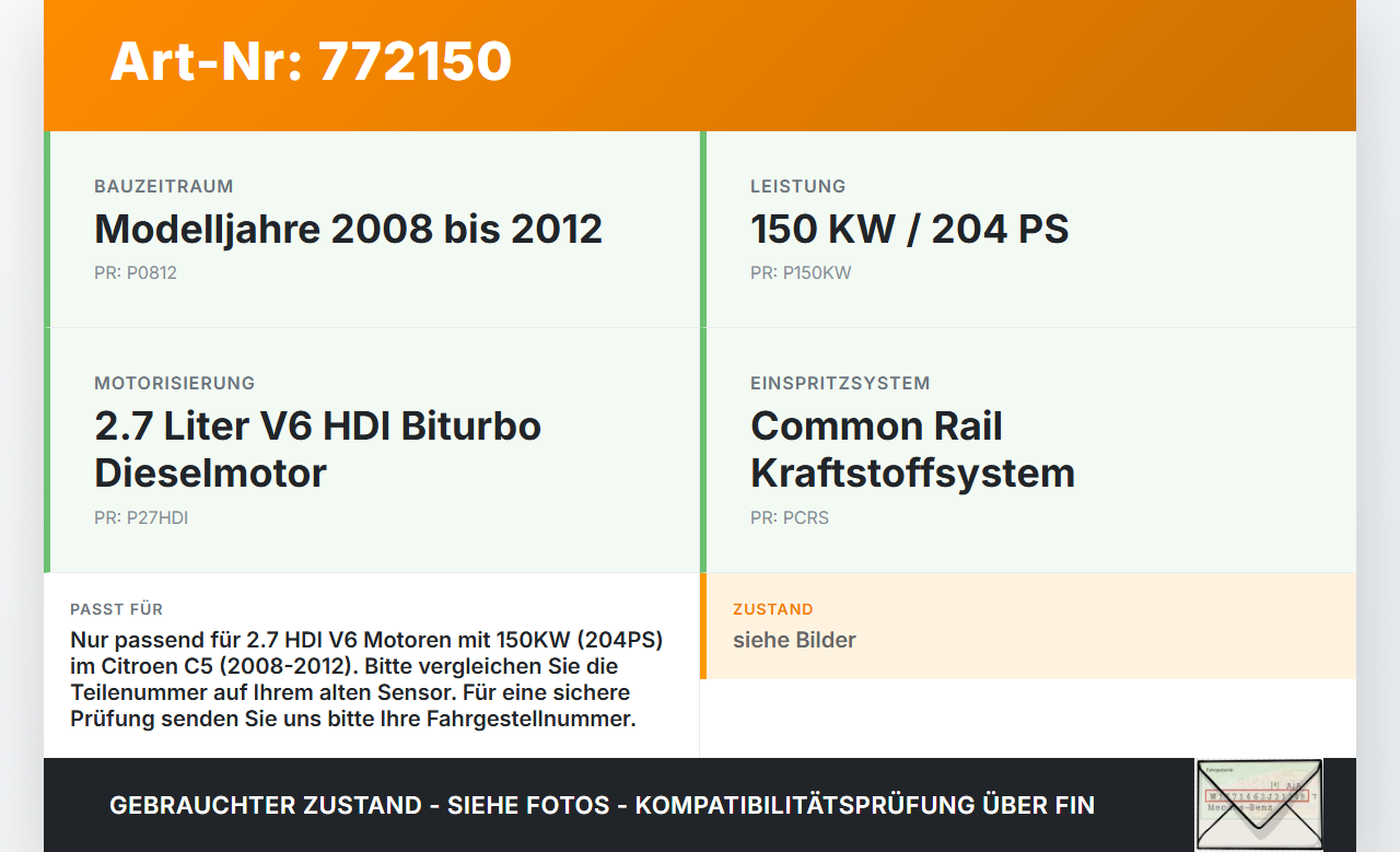 Citroen C5 08-12 HDI 2,7 150KW Railsensor Drucksensor Kraftstoff Common Rail Citroen C5 08-12 29.01.2008 55PP04-02... Vorschau 3