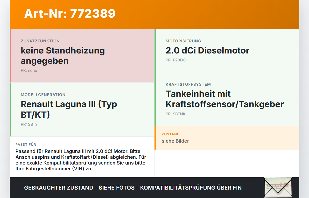 Renault Laguna III 3 07-11 dCi 2,0 110KW Tankeinheit Kraftstoff Sensor Tankgeber Renault Laguna III 3 07-11... Vorschau 3