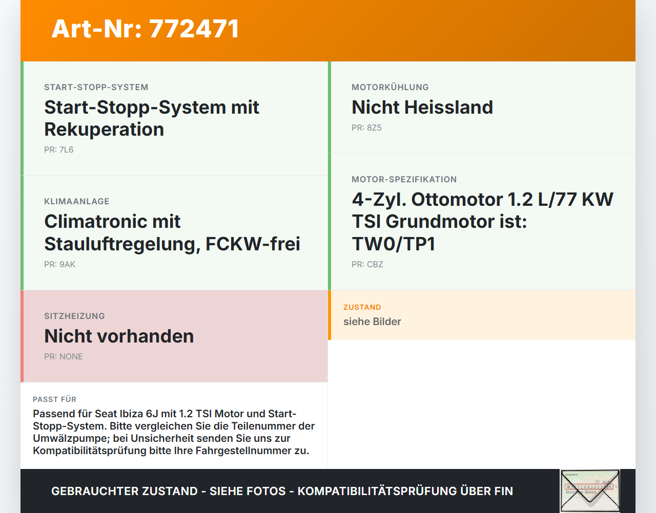 Seat Ibiza 6J 12-15 TSI 1,2 77KW Umwelzpumpe Heizung Pumpe Seat Ibiza 6J 12-15 25.03.2014 gebraucht Vorschau 3