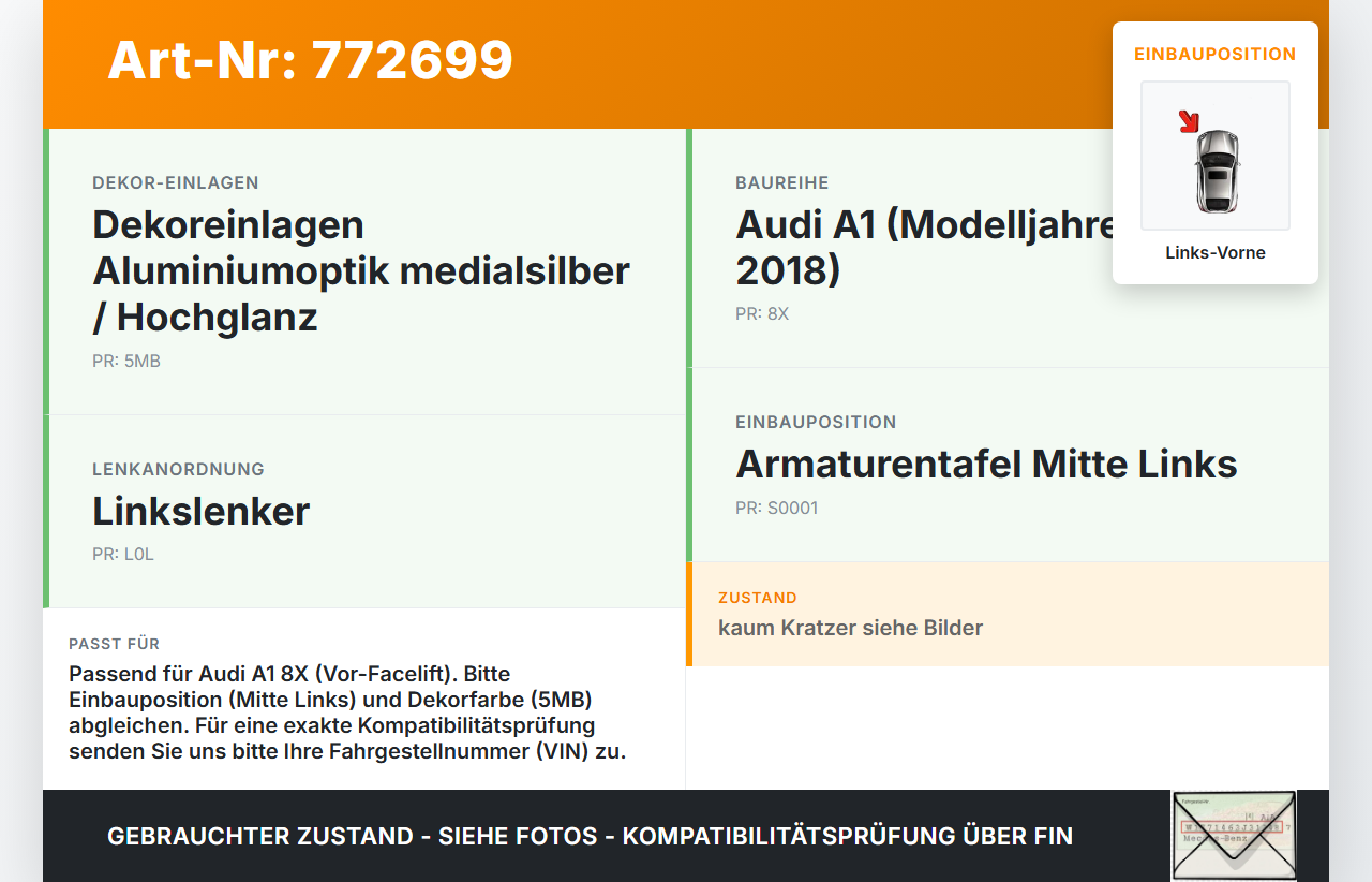 Audi A1 8X 10-14 Luftdusche Luftdüse Mitte Links Vorne Audi A1 8X 10-14 04.11.2011 8X1820951 gebraucht Vorschau 3