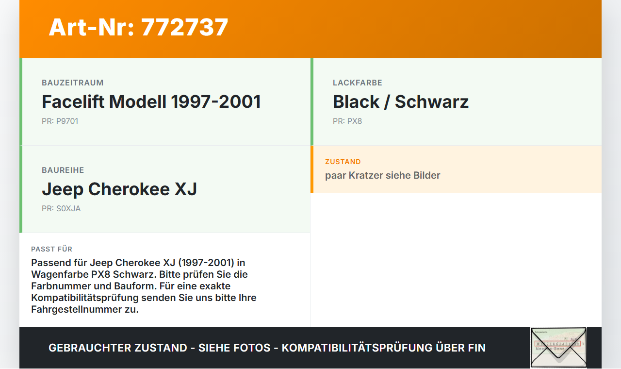 Jeep Cherokee I XJ 97-01 Tankdeckel Tankklappe PX8 Jeep Cherokee I XJ 97-01 01.02.1997 gebraucht Vorschau 3