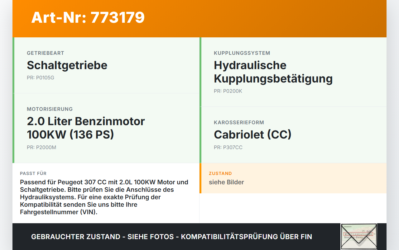 Peugeot 307 CC 03-05 2,0 100KW Kupplungszylinder Nehmer Nehmerzylinder Peugeot 307 CC 03-05 31.05.2005 gebraucht Vorschau 3