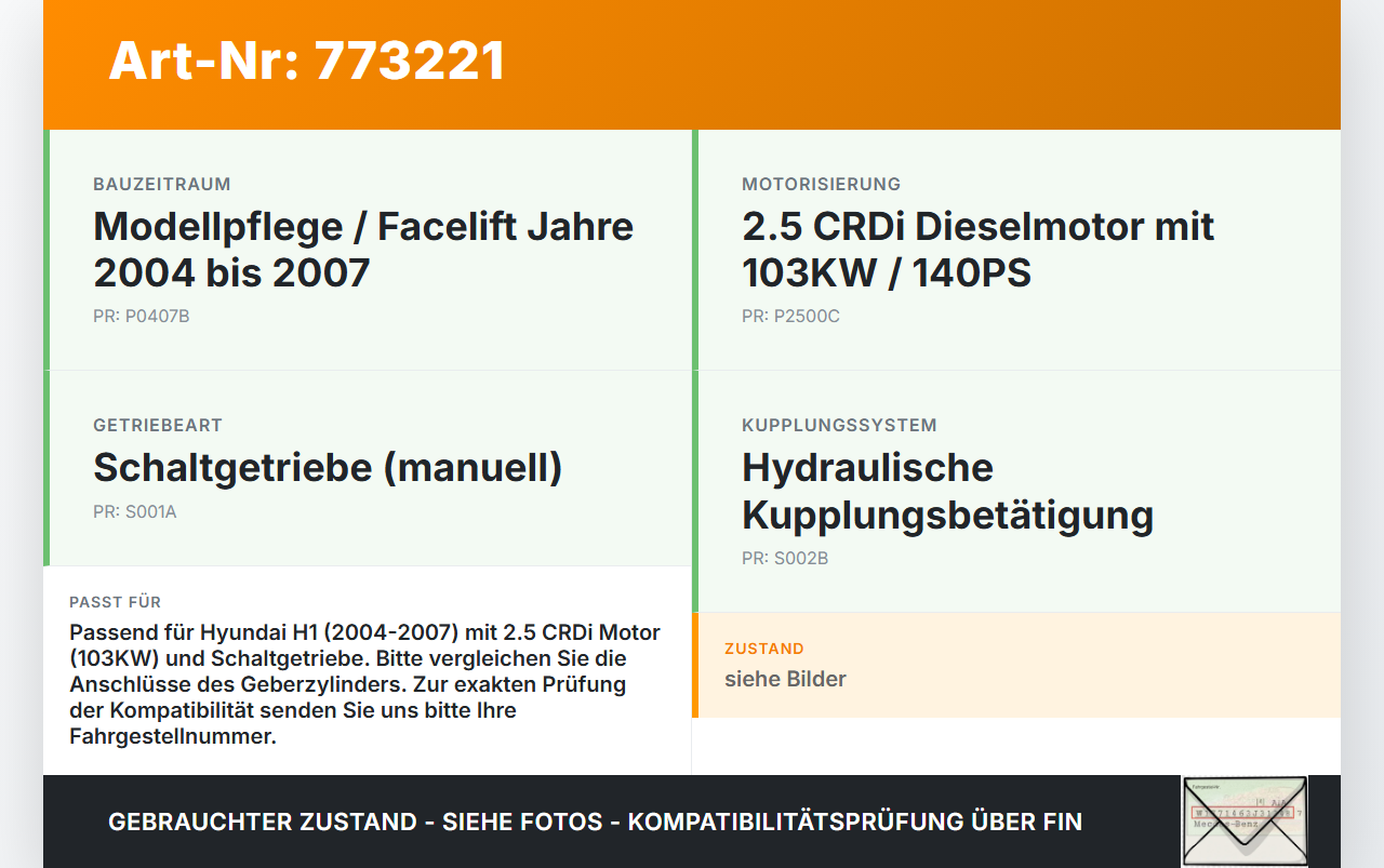 Hyundai H1 04-07 CRDI  2,5 103KW Kupplungszylinder Geber Geberzylinder Hyundai H1 04-07 28.02.2005 gebraucht Vorschau 3