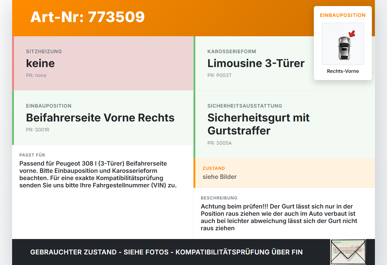 Peugeot 308 I 07-11 3T Gurt Sicherheitsgurt Gurtstraffer für Beifahrer Rechts Vorne Peugeot 308 I 07-11 26.02.2009... Vorschau 3