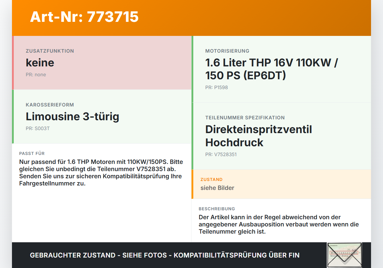Peugeot 308 I 07-11 1,6 110KW Einspritzdüse Einspritzventil Zyl.3 Peugeot 308 I 07-11 26.02.2009 V7528351 gebraucht Vorschau 3