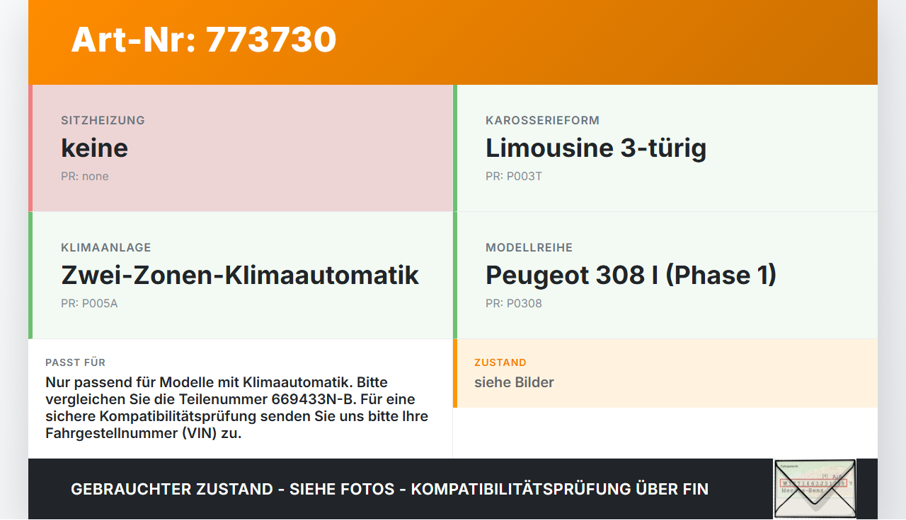 Peugeot 308 I 07-11 Expansionsventil für Klima Peugeot 308 I 07-11 26.02.2009 669433N-B VDE20QVAF15 gebraucht Vorschau 3