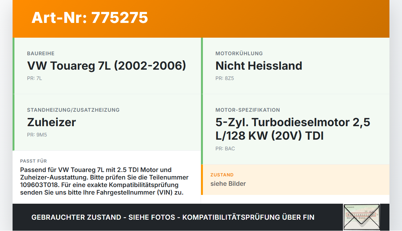 Touareg 7L 02-06 TDI 2,5 128KW Umwelzpumpe Zusatzwasserpumpe Touareg 7L 02-06 02.06.2004 7L0965561D gebraucht Vorschau 3