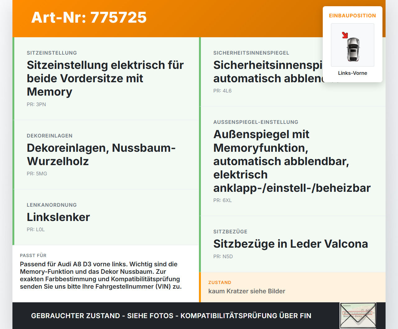Audi A8 D3 4E qu 02-05 Handgriff Haltegriff Links Vorne für Türverkleidung Audi A8 D3 4E qu 02-05 06.12.2003... Vorschau 3