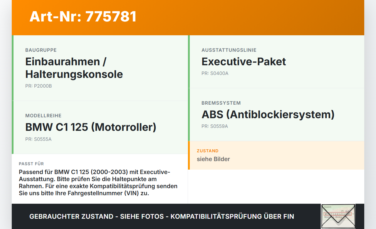 BMW C1 125 00-03 Einbaurahmen Konsole träger BMW C1 125 00-03 01.01.1999 gebraucht Vorschau 3
