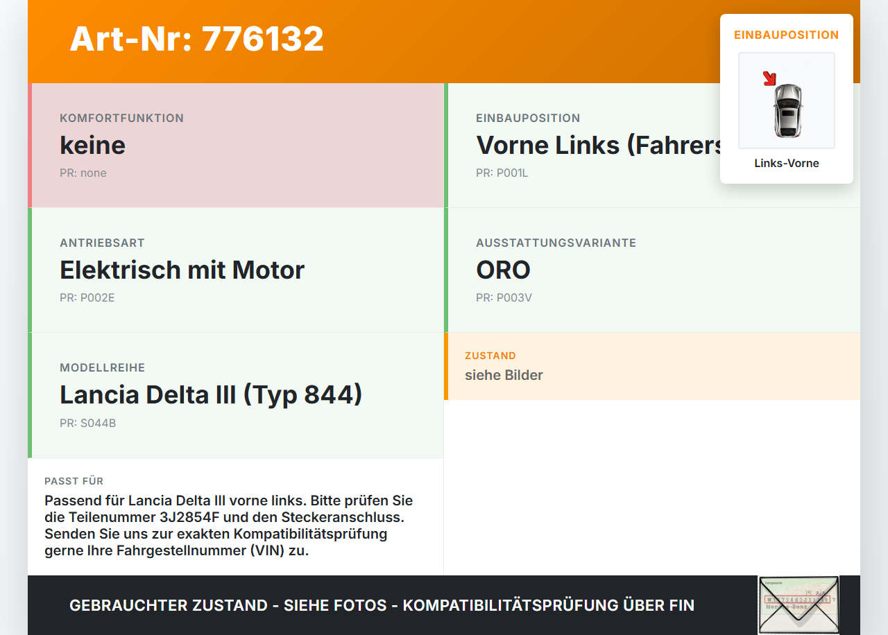 Lancia Delta III 844 08-11 Fensterhebermotor mit Fensterheber Links Vorne Lancia Delta III 844 08-11 08.05.2008... Vorschau 3