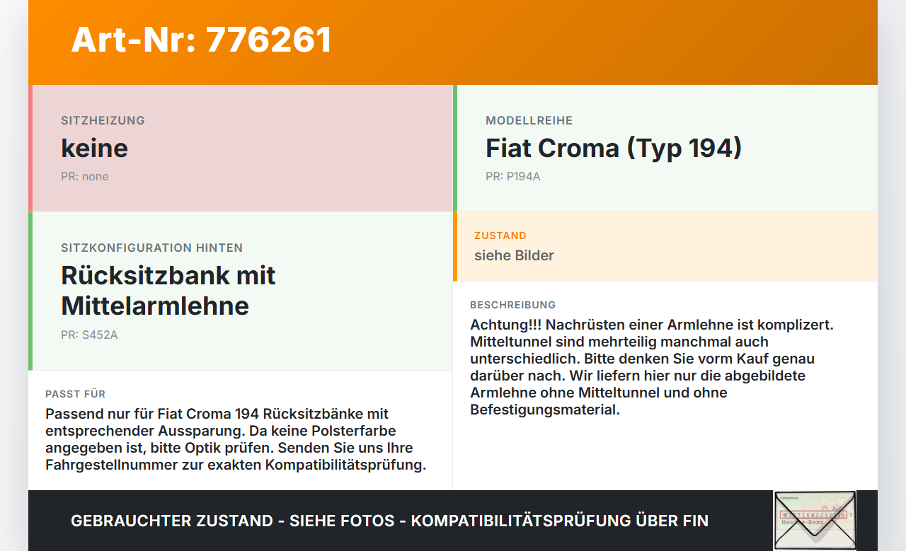 Fiat Croma 194 05-10 Armlehne Mittelarmlehne Auflage Rücksitzbank Fiat Croma 194 05-10 30.03.2008 gebraucht Vorschau 3