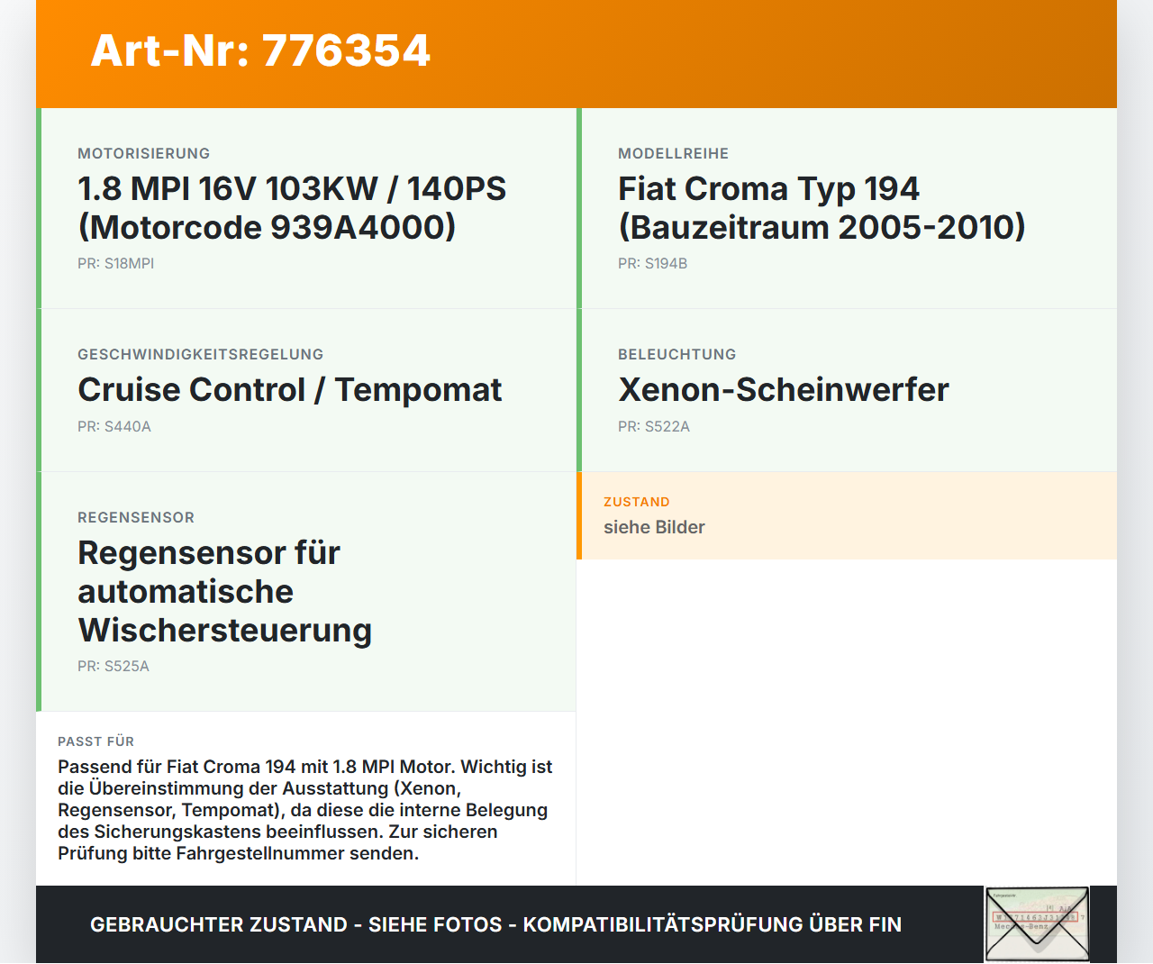 Fiat Croma 194 05-10 MPI 1,8 103KW Sicherungskasten Zentralelektrik Fiat Croma 194 05-10 30.03.2008 gebraucht Vorschau 3