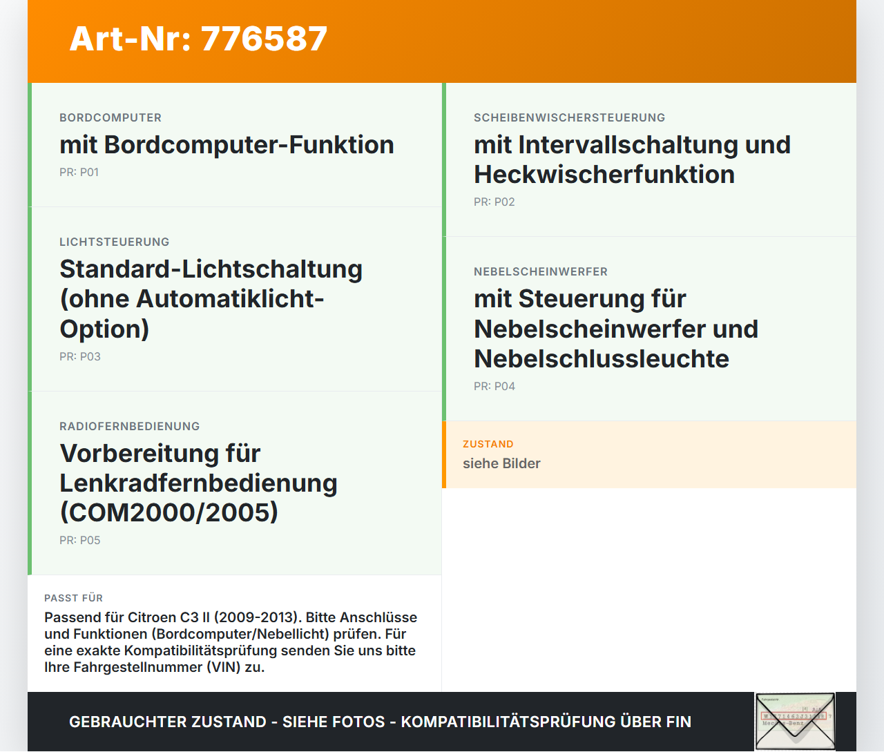 Citroen C3 II 09-13 Lenkstockschalter Blinker Wischer Kombischalter Citroen C3 II 09-13 01.01.2011 96667324XT... Vorschau 3
