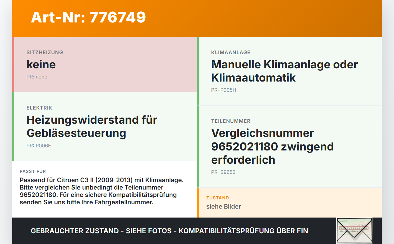 Citroen C3 II 09-13 Klima Steuergerät ECU Modul Widerstand Citroen C3 II 09-13 01.01.2011 9652021180 gebraucht Vorschau 3