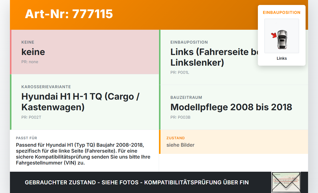 Hyundai H1 H-1 TQ 08-18 Cargo Scharnier für Motorhaube Motorhaubenscharnier Links Hyundai H1 H-1 TQ 08-18... Vorschau 3