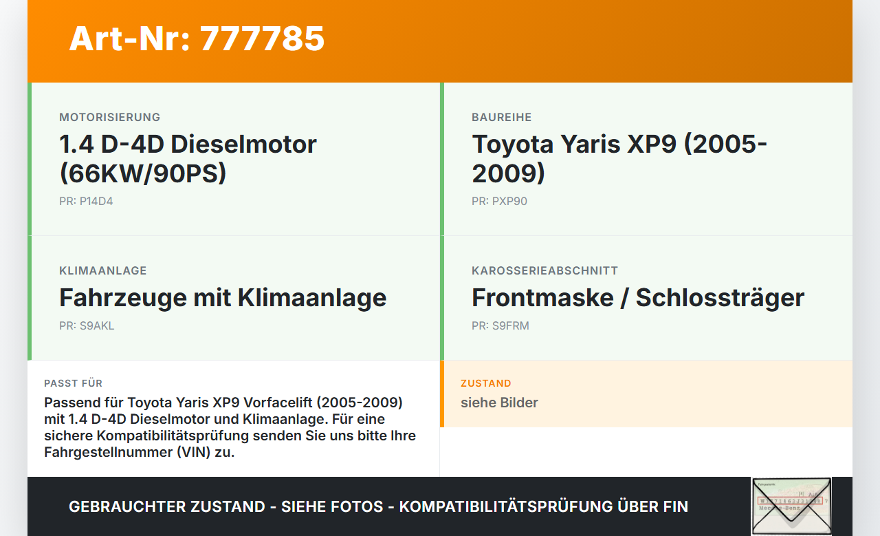 Toyota Yaris XP9 05-09 D-4D 1,4 66KW Schlossträger Frontmaske Träger Toyota Yaris XP9 05-09 01.02.2007 gebraucht Vorschau 3