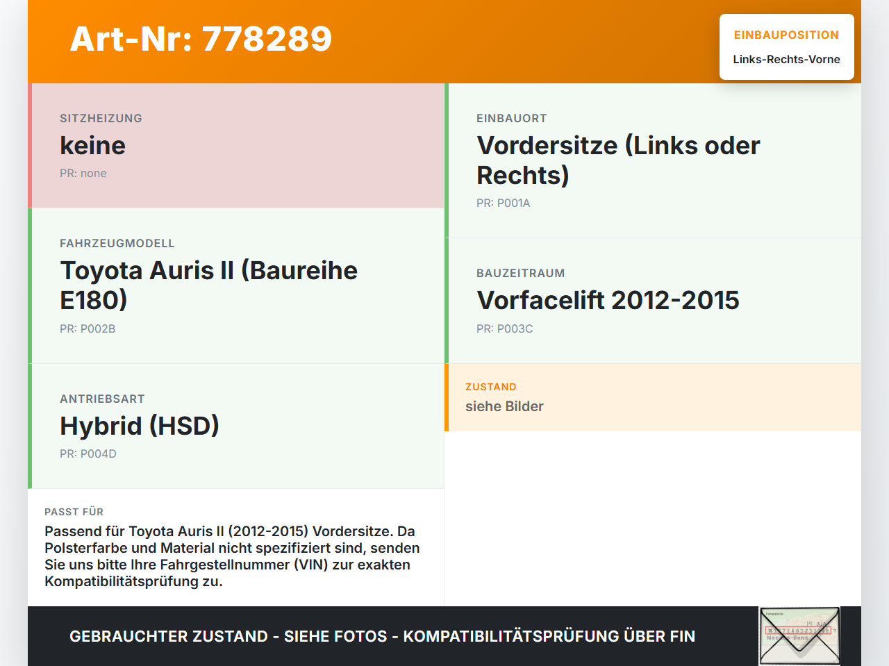 Toyota Auris II E18 12-15 Kopfstütze für Fahrer Sitz Rechts oder Links Vorne Toyota Auris II E18 12-15 31.07.2013... Vorschau 3