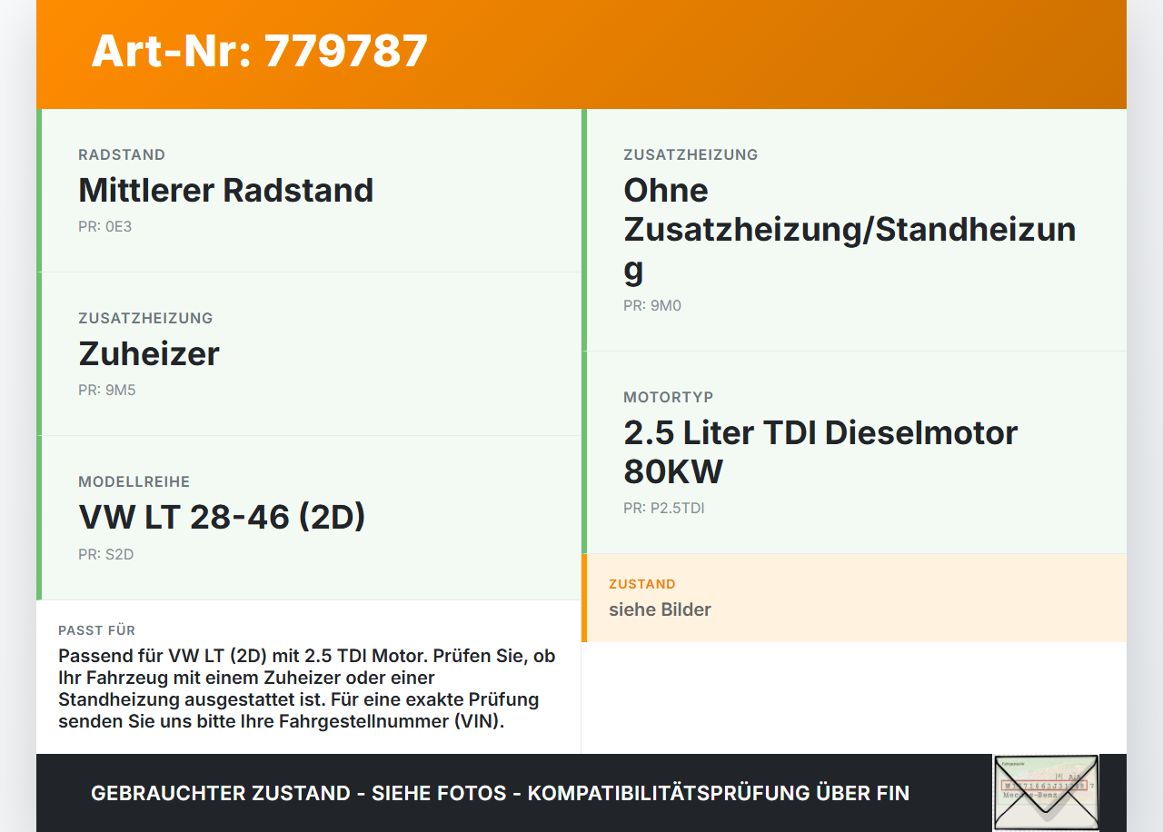 VW LT 2D 35 96-06 TDI 2,5 80KW Umwelzpumpe Heizung Pumpe VW LT 2D 35 96-06 06.02.2003 gebraucht Vorschau 3
