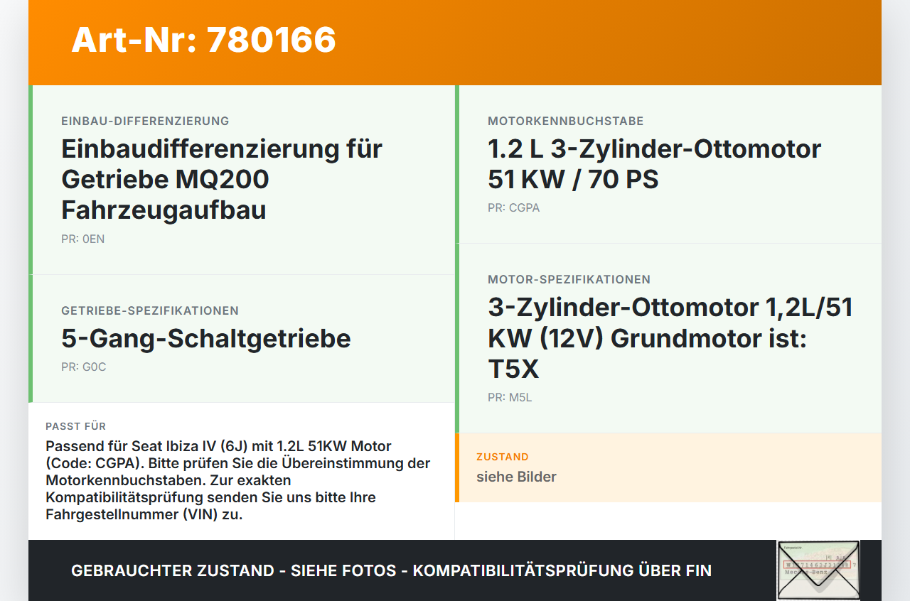 Seat Ibiza IV 6J 12-15  1,2 51KW CGPA Pleul ohne Kolben B Seat Ibiza IV 6J 12-15 18.07.2013 gebraucht Vorschau 3
