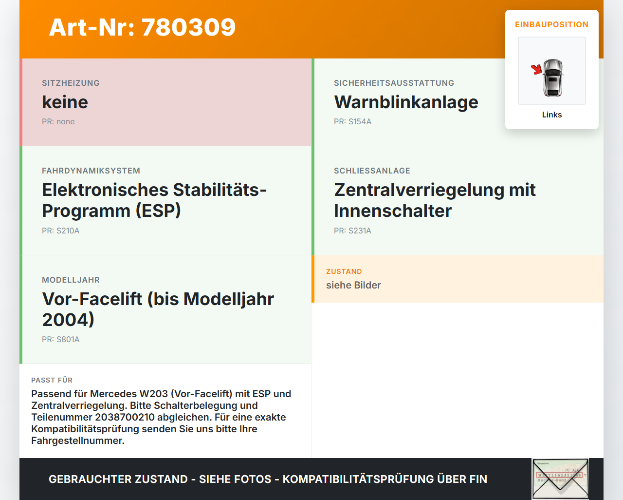 Mercedes W203 C220 00-04 Bedienteil ZV ESP Off Warnblinkschalter Mercedes W203 C220 00-04 26.10.2004 2038700210... Vorschau 3