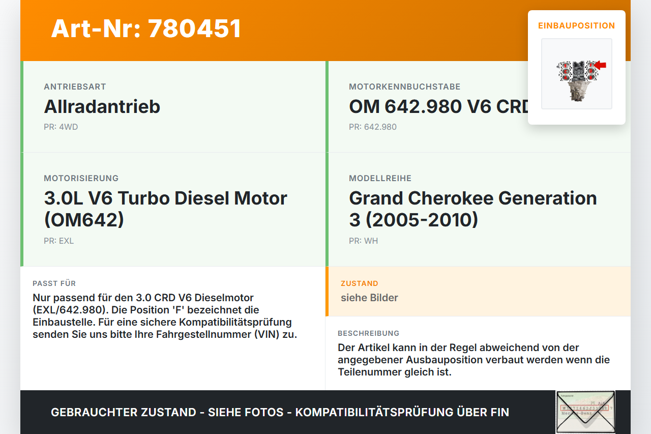 Jeep Grand Cherokee III WH 05-10  CRD 3,0  EXL 642.980 Kolben mit Pleuel Pos F Jeep Grand Cherokee III WH 05-10... Vorschau 3