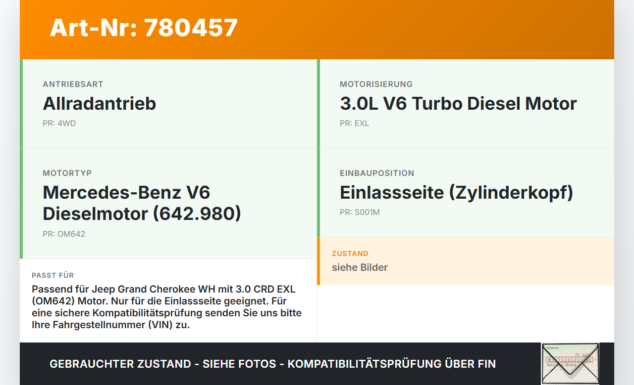 Jeep Grand Cherokee III WH 05-10  CRD 3,0  EXL 642.980 Nockenwelle Einlass Jeep Grand Cherokee III WH 05-10... Vorschau 3
