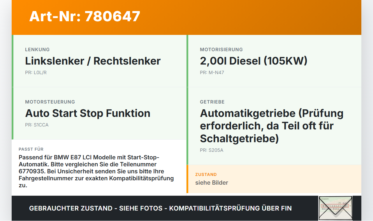 BMW E87 118d 07-11 LCI 2,0d 105KW Gaswertgeber Gaspedal BMW E87 118d 07-11 LCI 21.11.2007 6770935 35.42-6770935-01... Vorschau 3