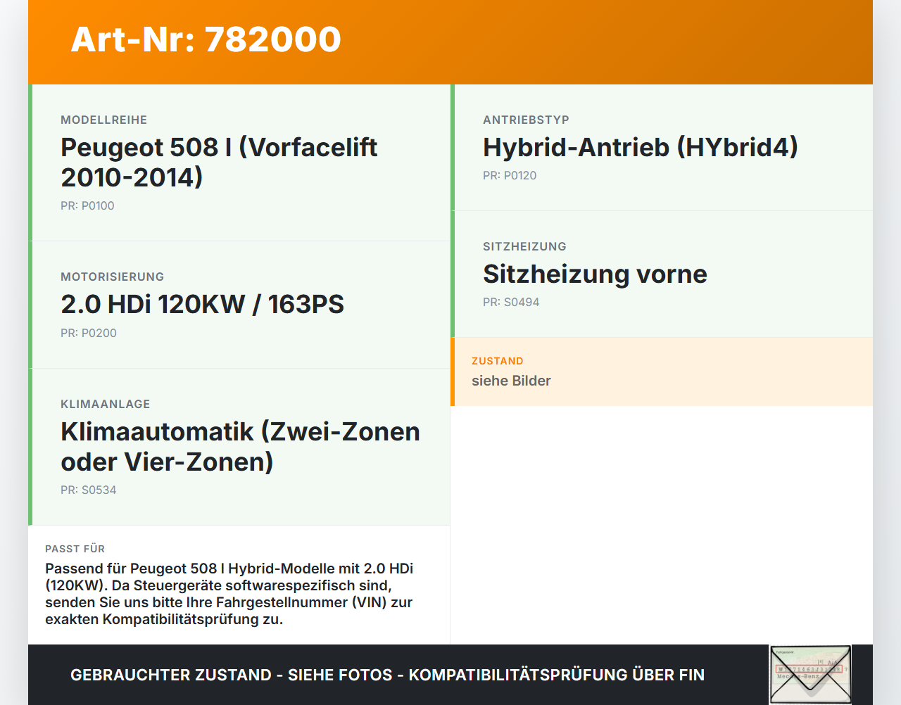 Peugeot 508 I Hyb 10-14 HDi 2,0 120KW BCC Steuergerät für Klima SG Peugeot 508 I Hyb 10-14 28.09.2012 9665961580... Vorschau 3