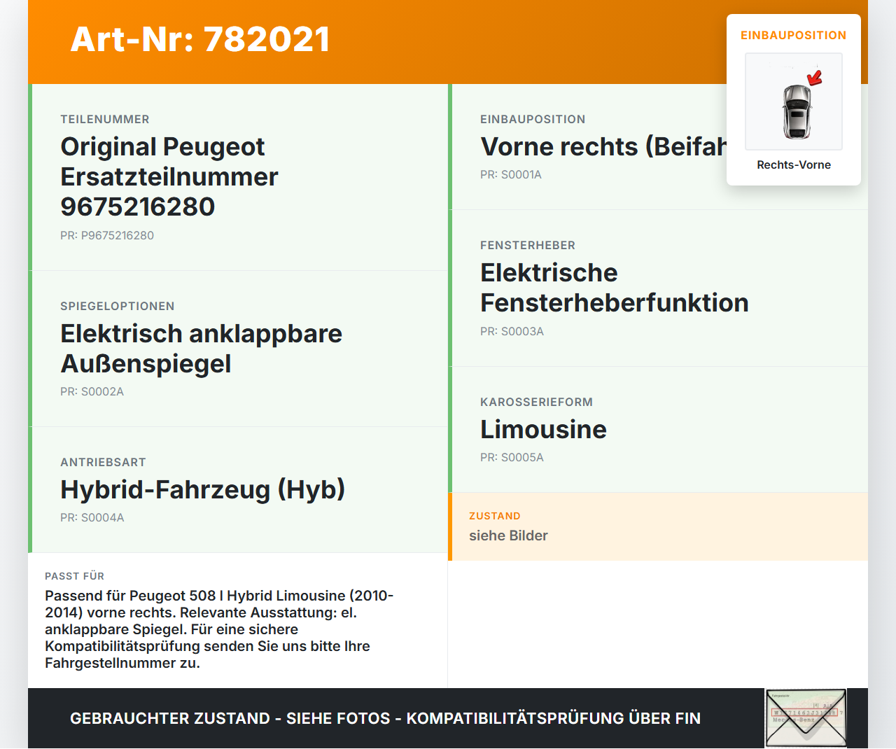 Peugeot 508 I Hyb 10-14 Lim Kabelbaum für Tür und Fensterheber Rechts Vorne Peugeot 508 I Hyb 10-14 28.09.2012... Vorschau 3