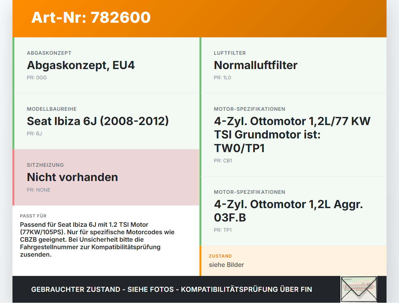 Seat Ibiza SC 6J 08-12 TSI 1,2 77KW Luftfilterkasten Seat Ibiza SC 6J 08-12 28.04.2011 gebraucht Vorschau 3