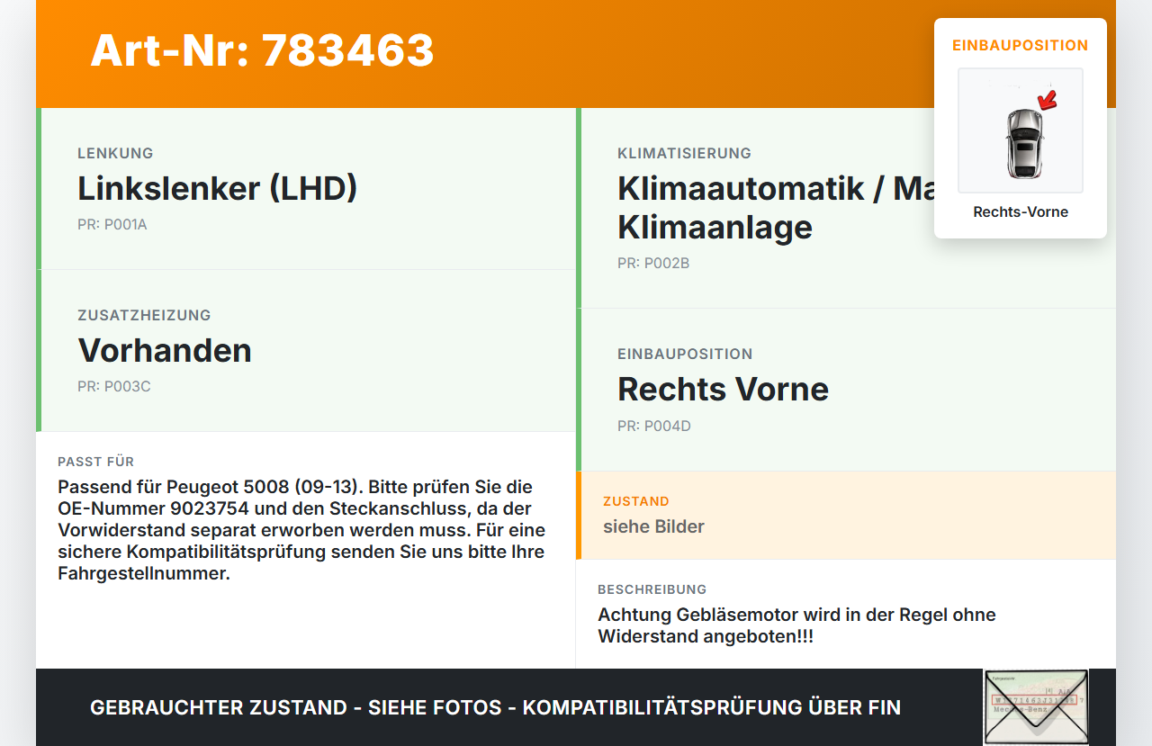 Peugeot 5008 09-13 Gebläsemotor Lüftermotor Heizungsgebläse Rechts Vorne Peugeot 5008 09-13 12.01.2011 9683444380... Vorschau 3