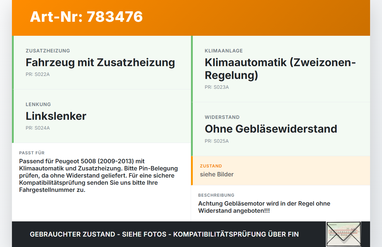 Peugeot 5008 09-13 Gebläsemotor Lüftermotor Heizungsgebläse Peugeot 5008 09-13 12.01.2011 T3953001 gebraucht Vorschau 3