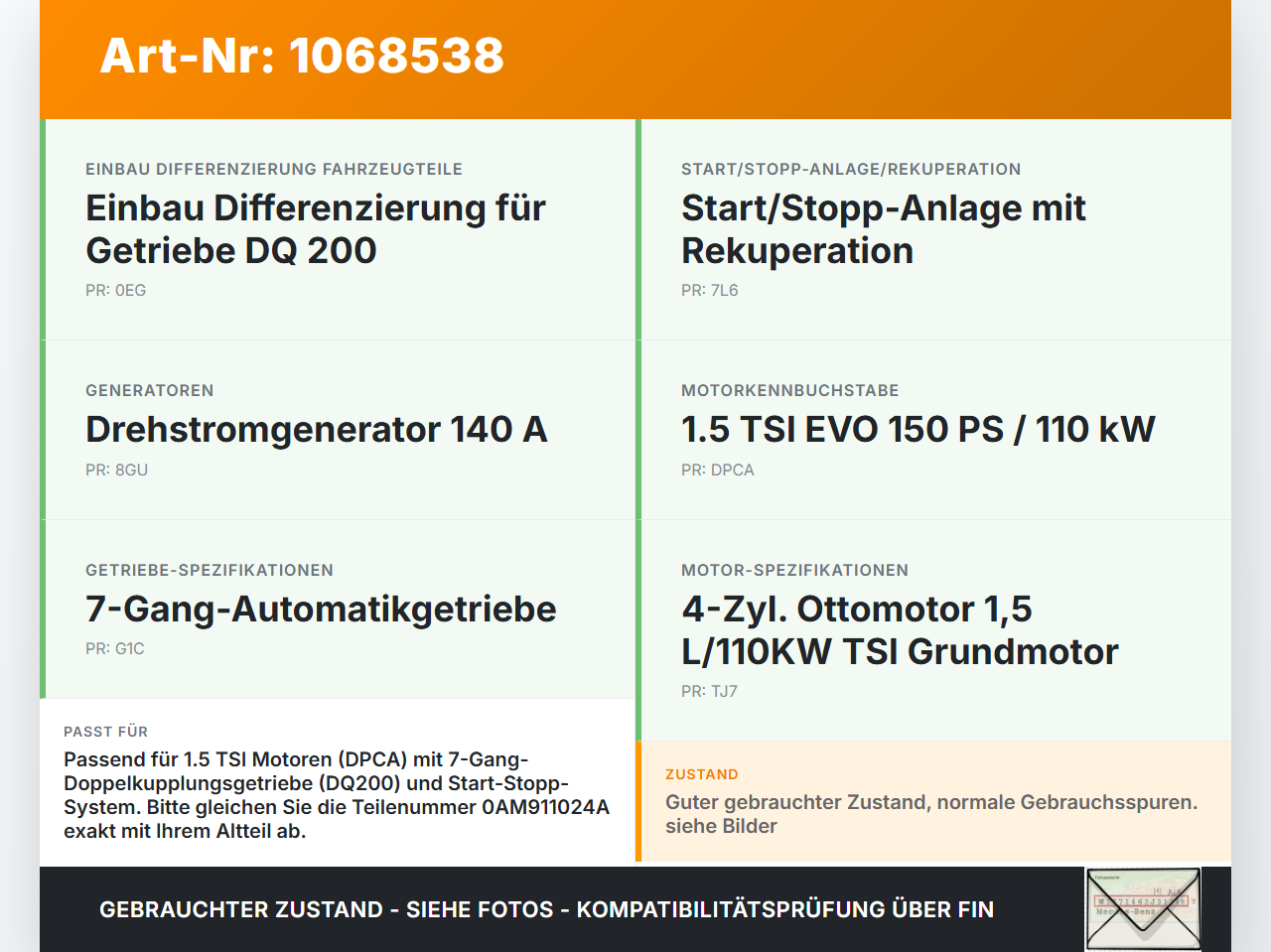 VW Golf VII 7 5G 17-20 TSI 1,5 110KW Autom Anlasser Starter VW Golf VII 7 5G 17-20 22.11.2019 0AM911024A... Vorschau 3