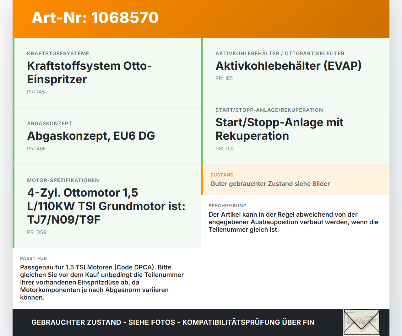VW Golf VII 7 5G 17-20 TSI 1,5 110KW Injektor Einspritzdüse Zyl.2 VW Golf VII 7 5G 17-20 22.11.2019 04E906036AD... Vorschau 3
