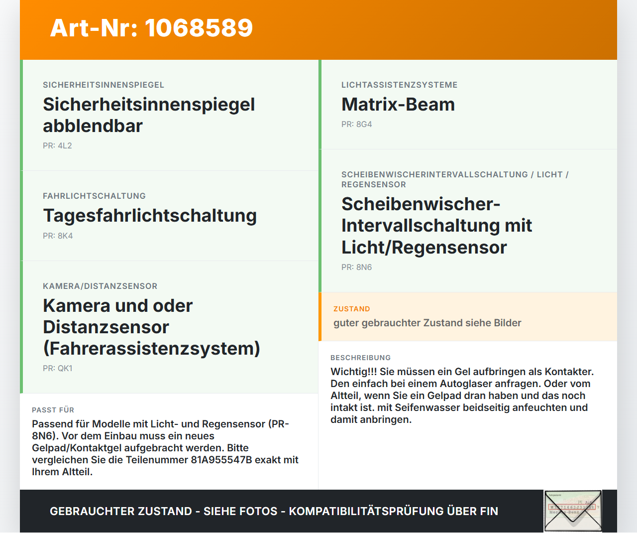 Audi A4 8W B9 19-24 Regensensor Lichtsensor Audi A4 8W B9 19-24 18.12.2015 81A955547B 8U0955559C 8U0955559B... Vorschau 3
