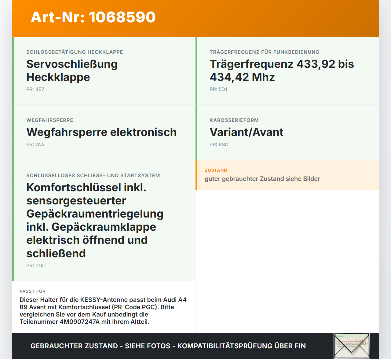Audi A4 8W B9 19-24 Kombi Halter Träger Audi A4 8W B9 19-24 18.12.2015 4M0907247A gebraucht Vorschau 3