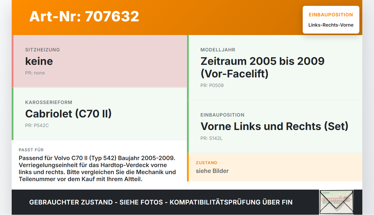 Volvo C70 II 542 05-09 Cabriolet Verdeckverriegelung für Verdeck Rechts und Links Vorne Volvo C70 II 542 05-09... Vorschau 3
