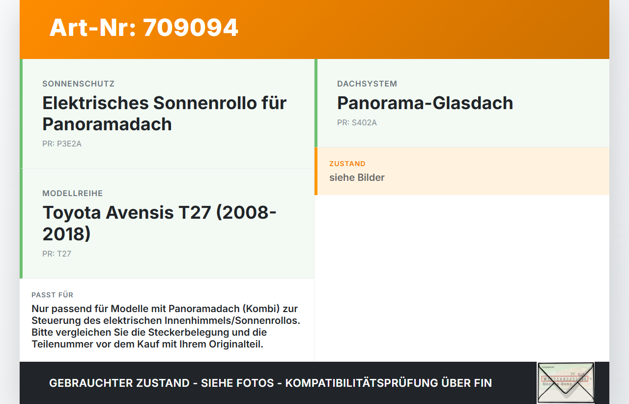 Toyota Avensis T27 08-11 Schiebedachmotor für Himmel vom Panoramadach Toyota Avensis T27 08-11 20.09.2010... Vorschau 3