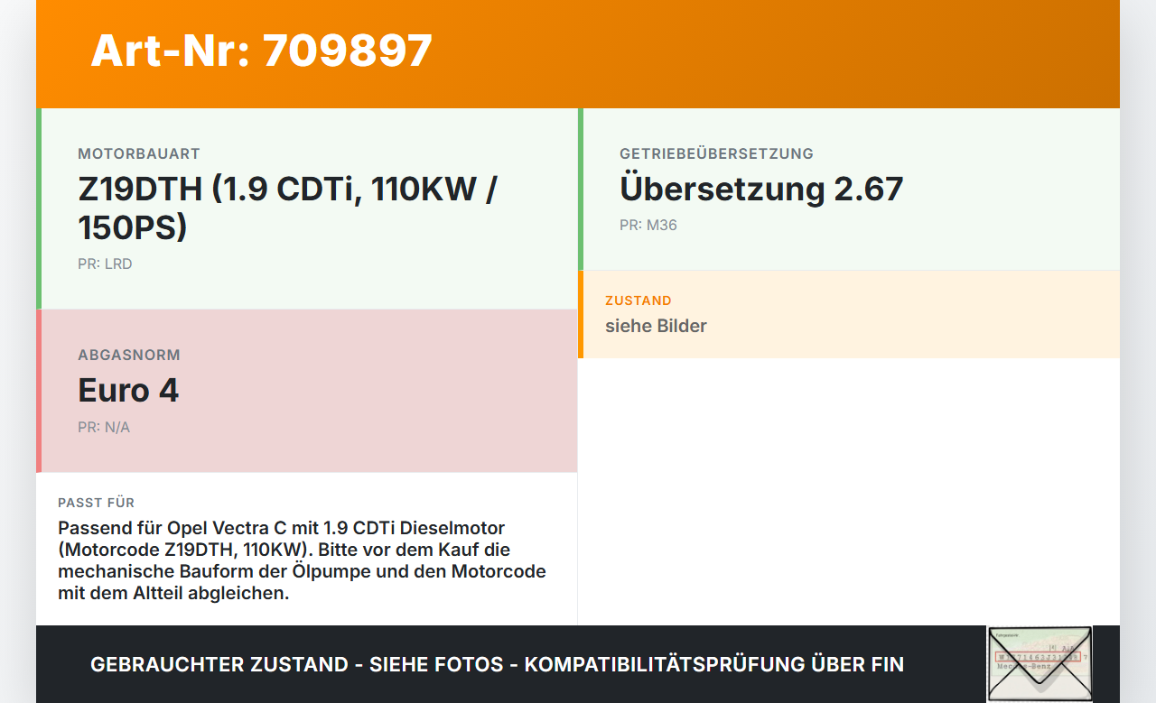 Opel Vectra C 05-08 CDTi 1,9 110KW Z19DTH LRD Ölpumpe Opel Vectra C 05-08 25.07.2007 gebraucht Vorschau 3