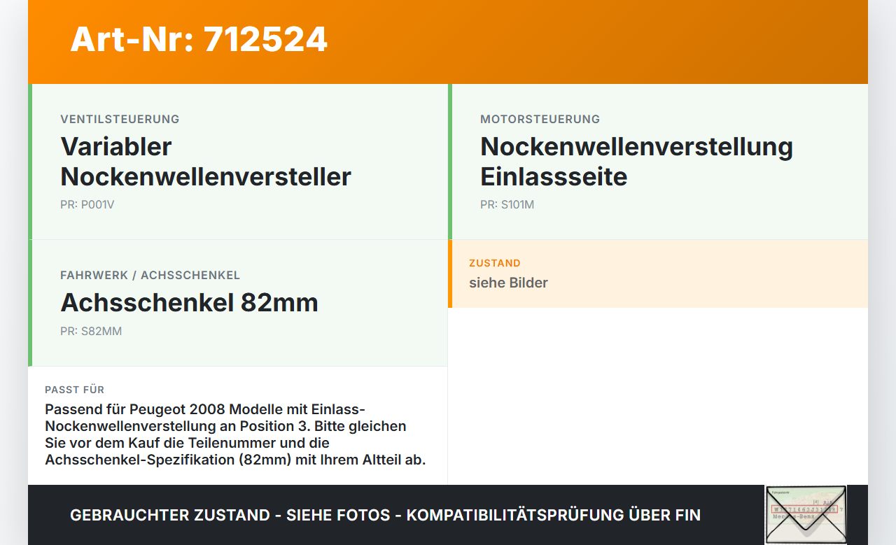 Peugeot 2008 I 16-19 THP 110 1,2 81KW EB2DT HN01 Nockenwellenverstellung Verstellung für Nockenwelle Pos.3 Einlass... Vorschau 3