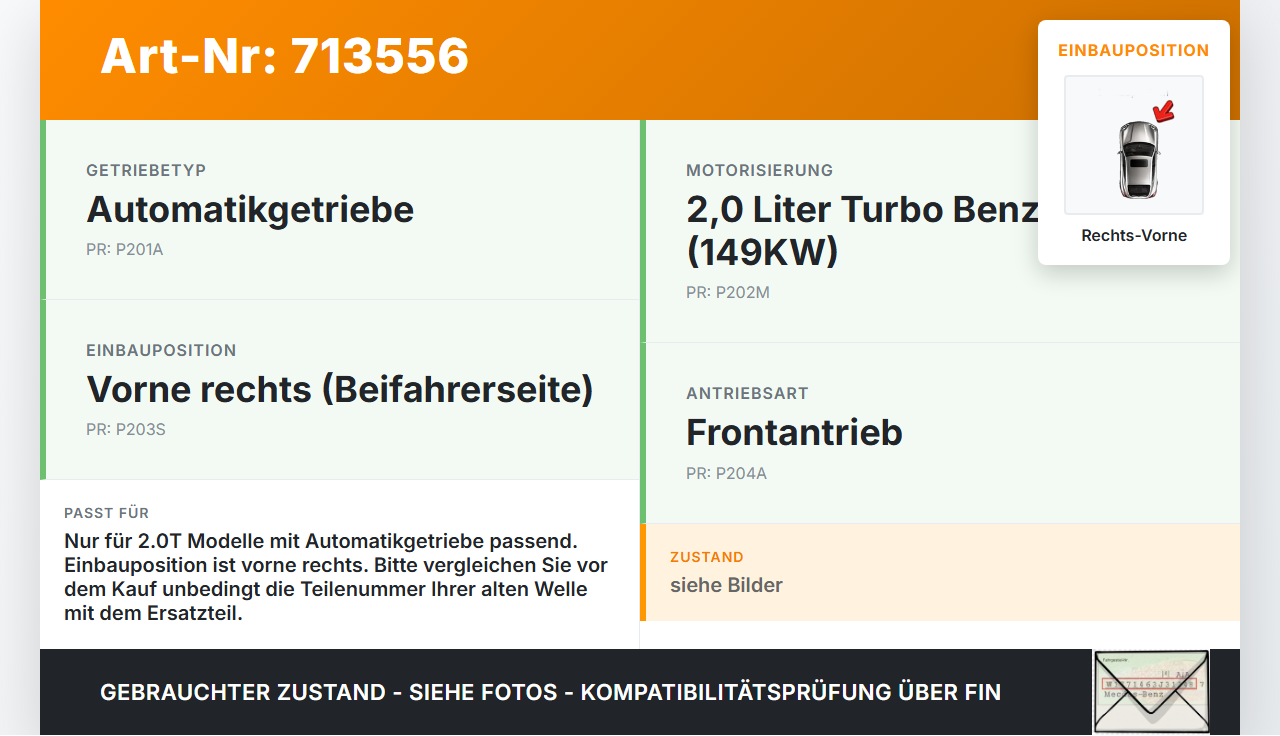 Volvo S60 V60 II 11-18 2,0T 149KW Autom Antriebswelle Gelenkwelle Rechts Vorne Volvo S60 V60 II 11-18 28.12.2010... Vorschau 3