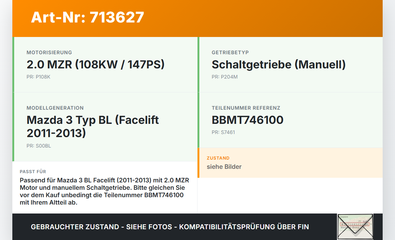 Mazda 3 BL 11-13 MZR 2,0 108KW Schaltkulisse Schalthebel Mazda 3 BL 11-13 05.05.2011 BBMT746100 AMDG005900 gebraucht Vorschau 3