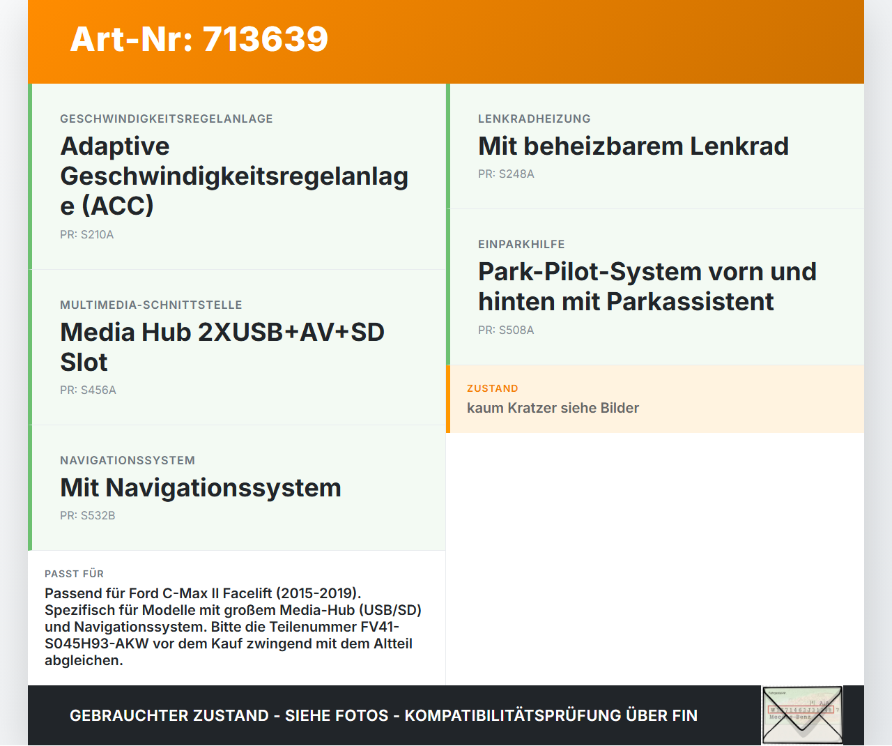 Ford C-Max II 15-19 Blende für Armaturenbrett Abdeckung Ford C-Max II 15-19 12.07.2016 FV41-S045H93-AKW gebraucht Vorschau 3