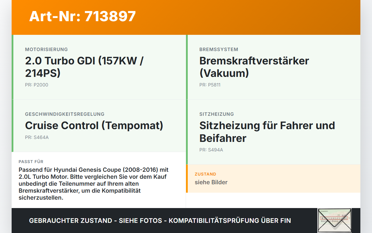 Hyundai Genesis 08-16 2,0 157KW Bremskraftverstärker Hyundai Genesis 08-16 08.08.2011 gebraucht Vorschau 3