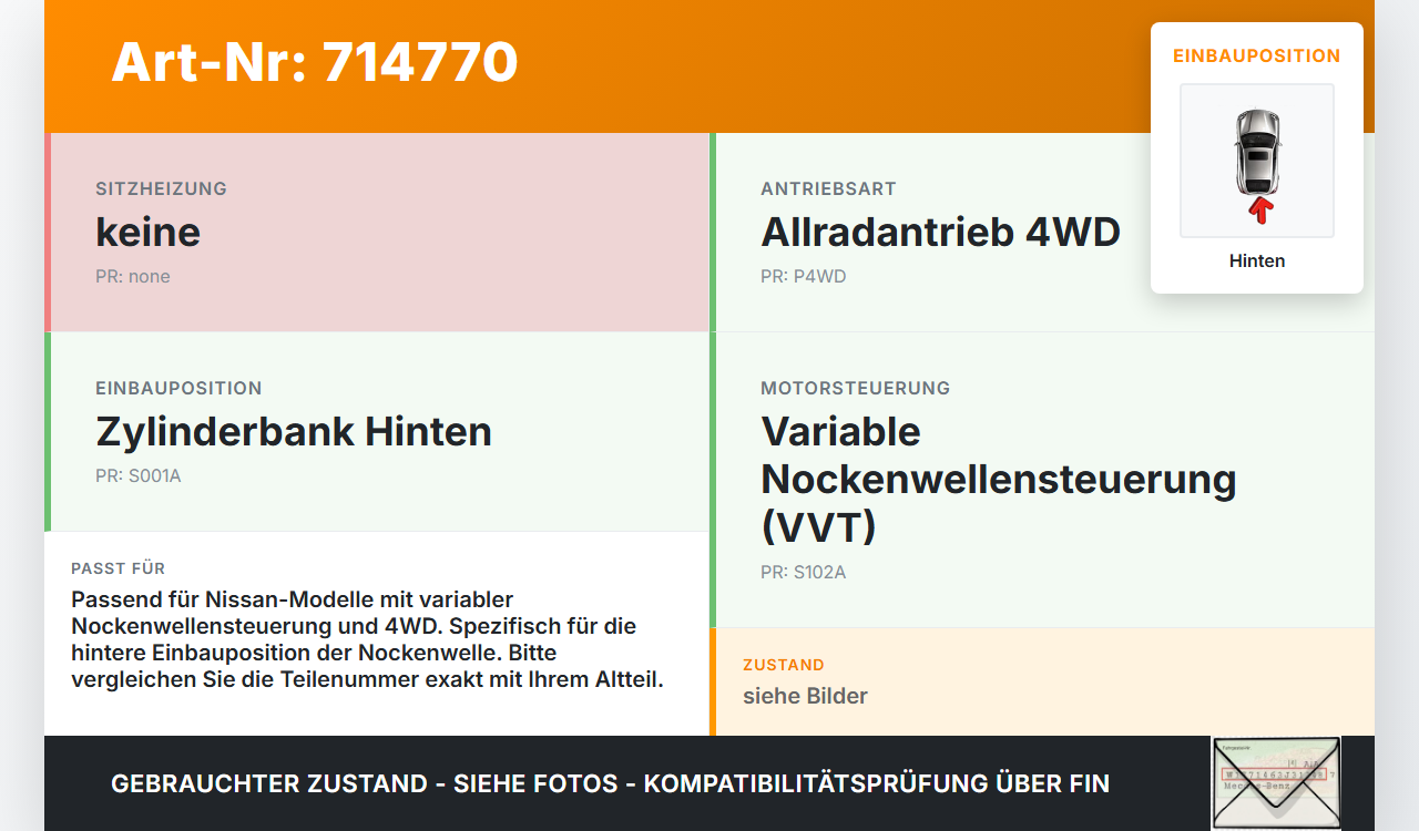 Nissan Murano I Z50 02-08 3,5 172KW VQ35DE Öl Ventil Nockenwellenverstellung Verstellung für Nockenwelle Hinten... Vorschau 3