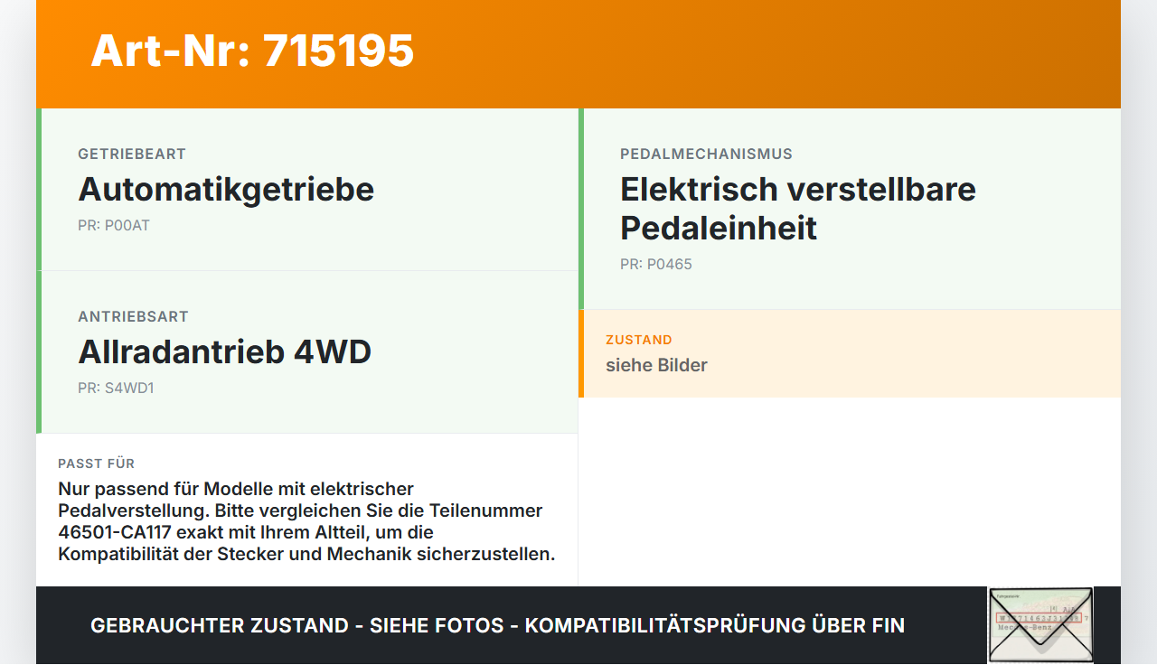 Nissan Murano I Z50 02-08 Bremse Bremspedal Pedal Nissan Murano I Z50 02-08 02.05.2006 46501-CA117 gebraucht Vorschau 3