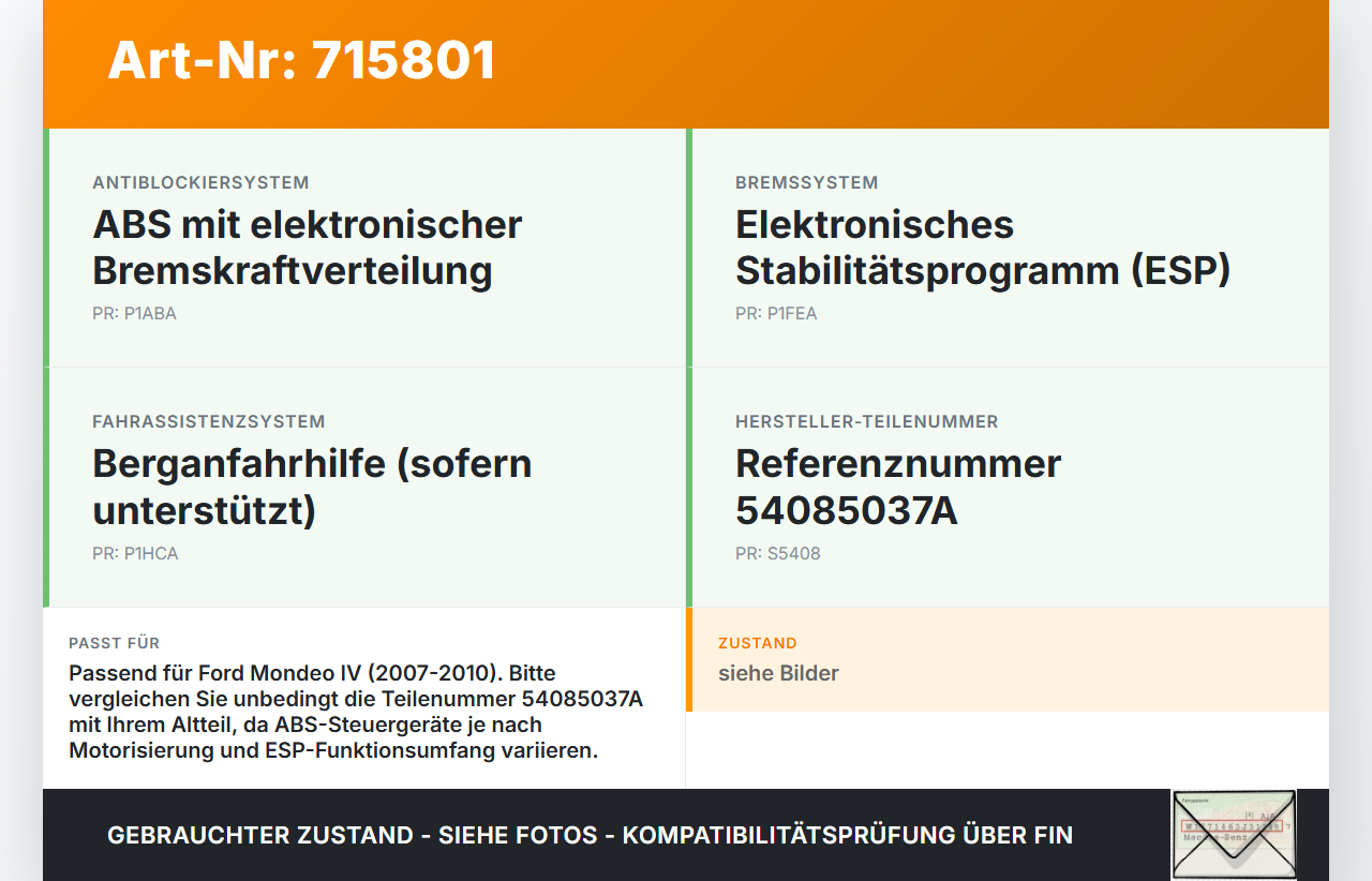 Ford Mondeo IV 4 07-10 ABS Steuergerät Aggregat Hydraulikblock Ford Mondeo IV 4 07-10 21.05.08 8G91-2C405-AB... Vorschau 3
