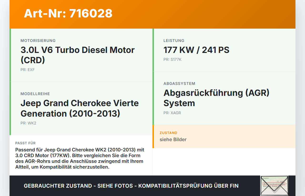 Jeep Grand Cherokee WK2 10-13 CRD 3,0 177KW Abgasleitung AGR Rohr Leitung Jeep Grand Cherokee WK2 10-13 04.03.2013... Vorschau 3